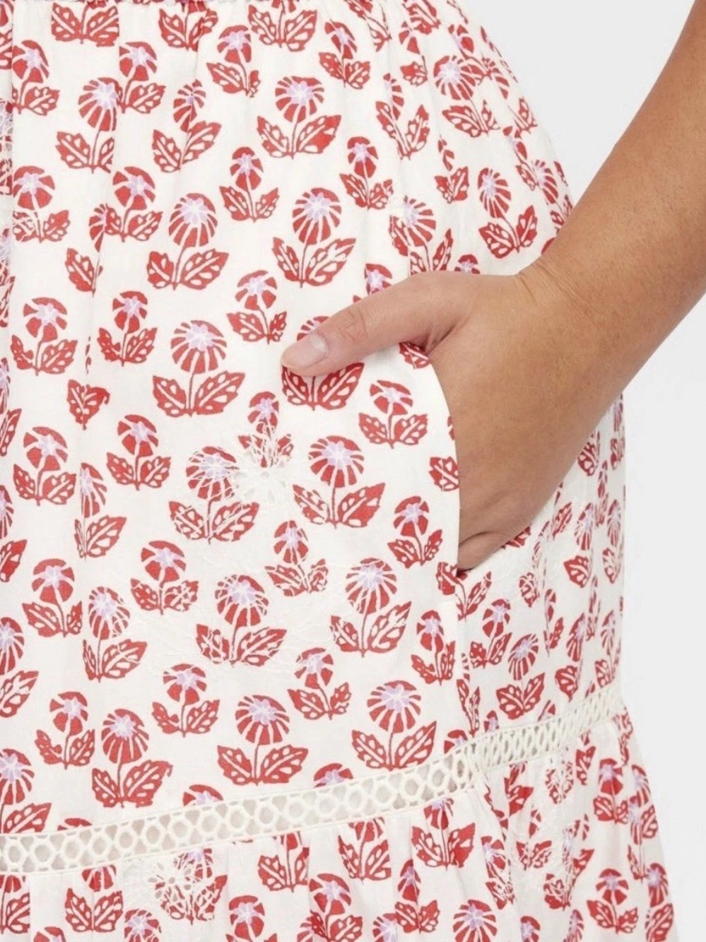 ROLLER RABBIT x Target Women’s White and Red Floral Tiered Maxi Dress - Picture 10 of 14